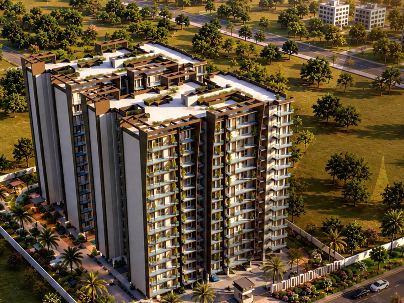Aerial view of The Arris residential and commercial project, Vrindavan Yojana Lucknow